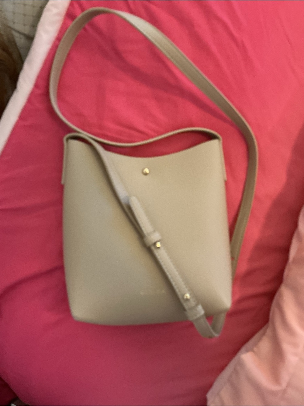 Samara Tan Cream Crossbody Mini Bucket Bag NWOT